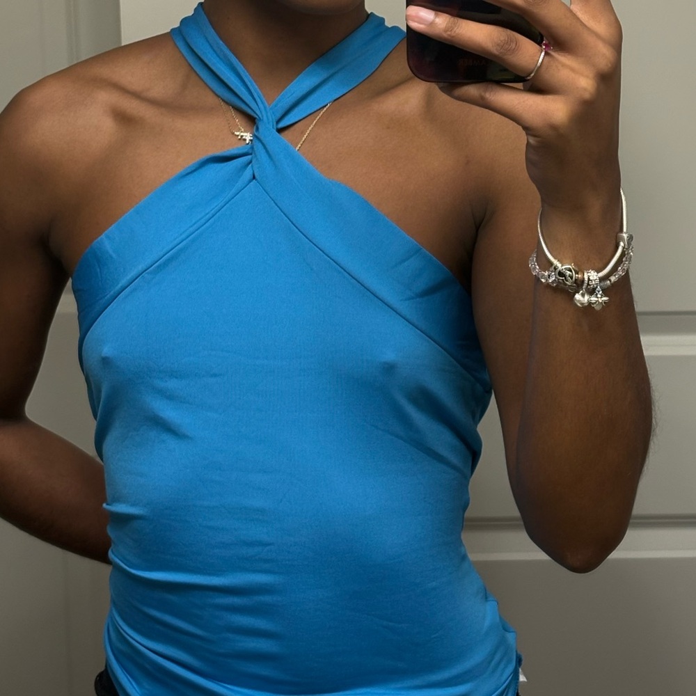 SHEIN Blue Halter Tank Top